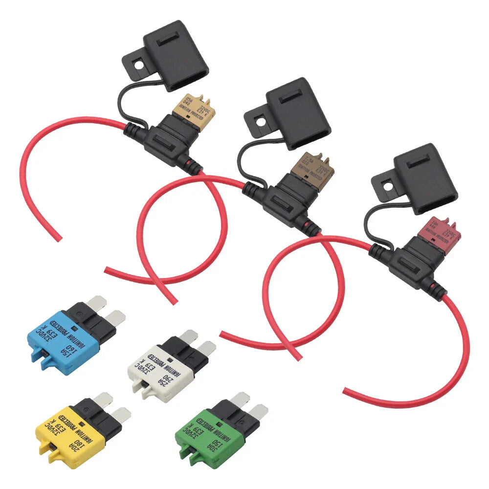 Manual Reset Blade Circuit Breaker w/ Holder for Boat Truck SUV Motorcycle