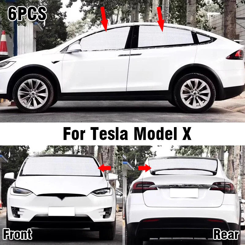 Sunshade / 6x / Front Side Rear Window Windshield for Tesla Model X (2015–2024)