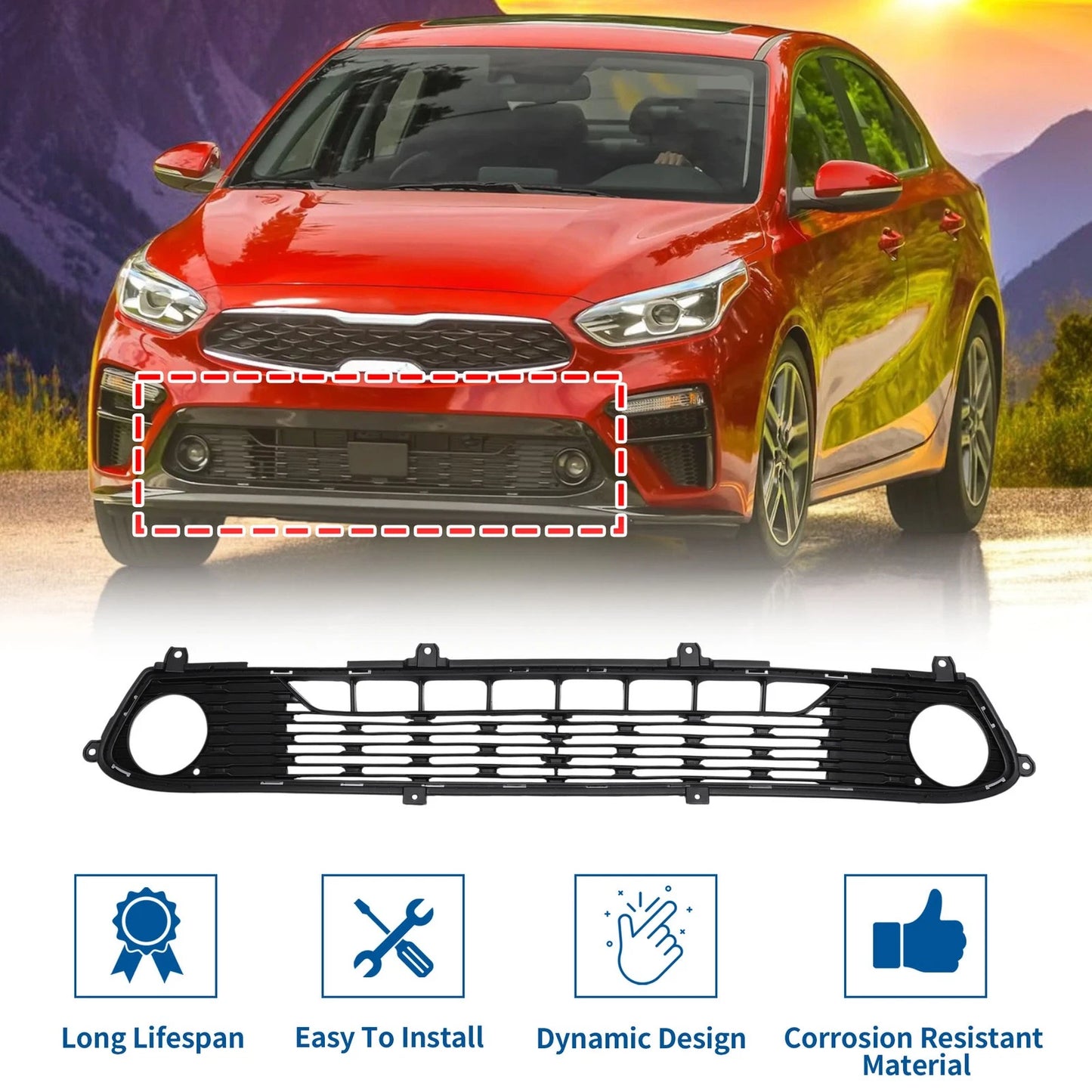 Lower Grille Front Bumper Grille for Kia Forte (2019–2021)
