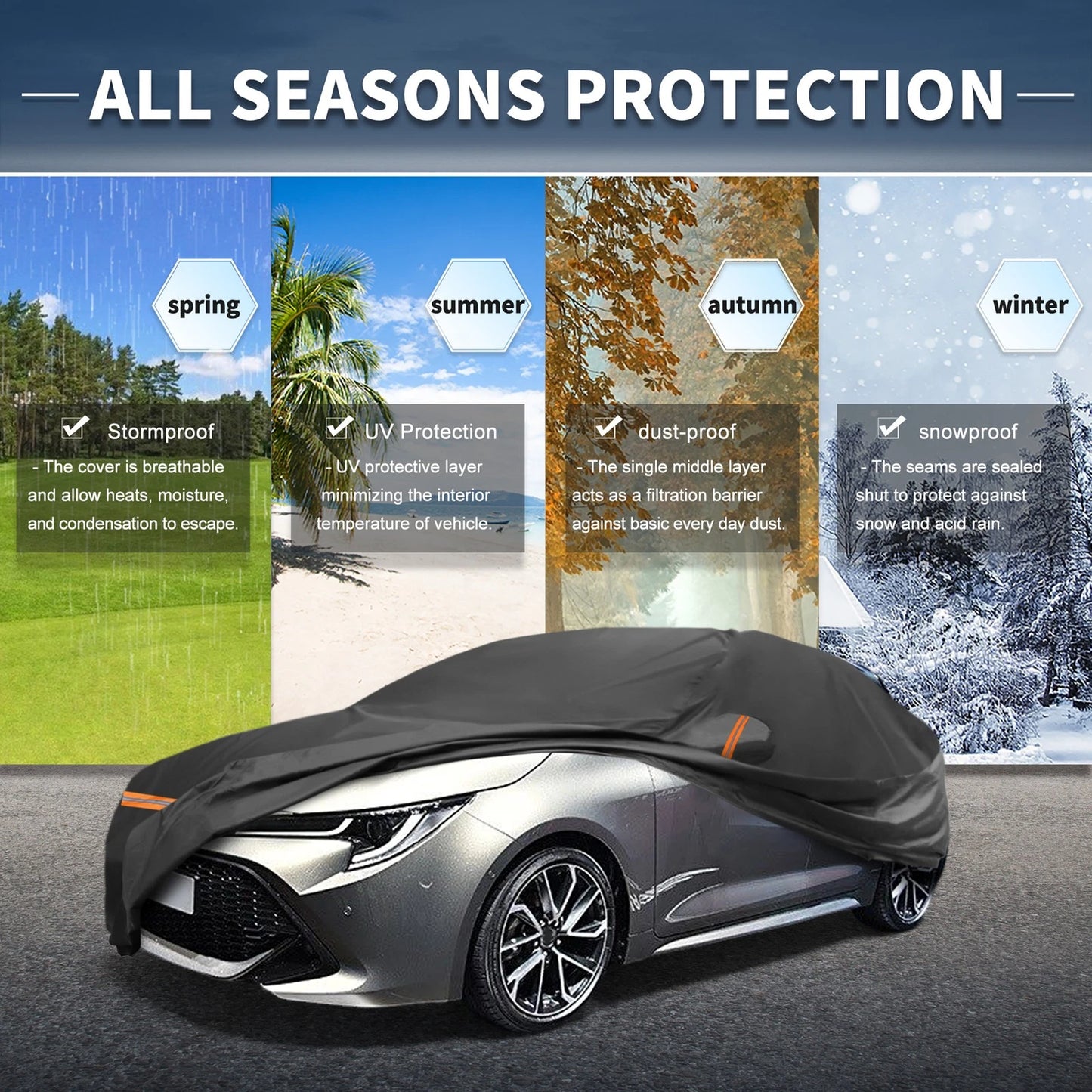 Waterproof Car Cover for Toyota Auris (2007–2018) with Zipper