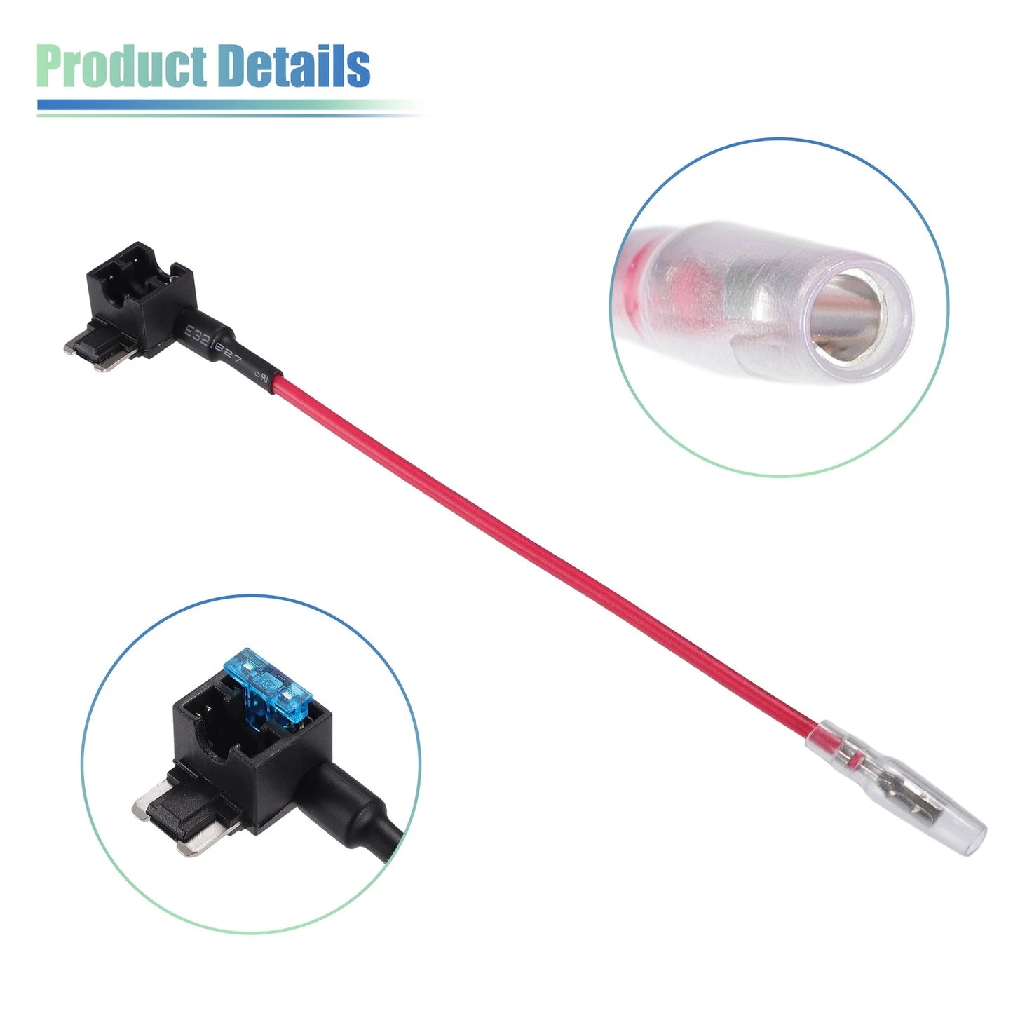 Set of 5 Car Fuse Tap and Circuit Adapters with 15A Mini Blade Fuses