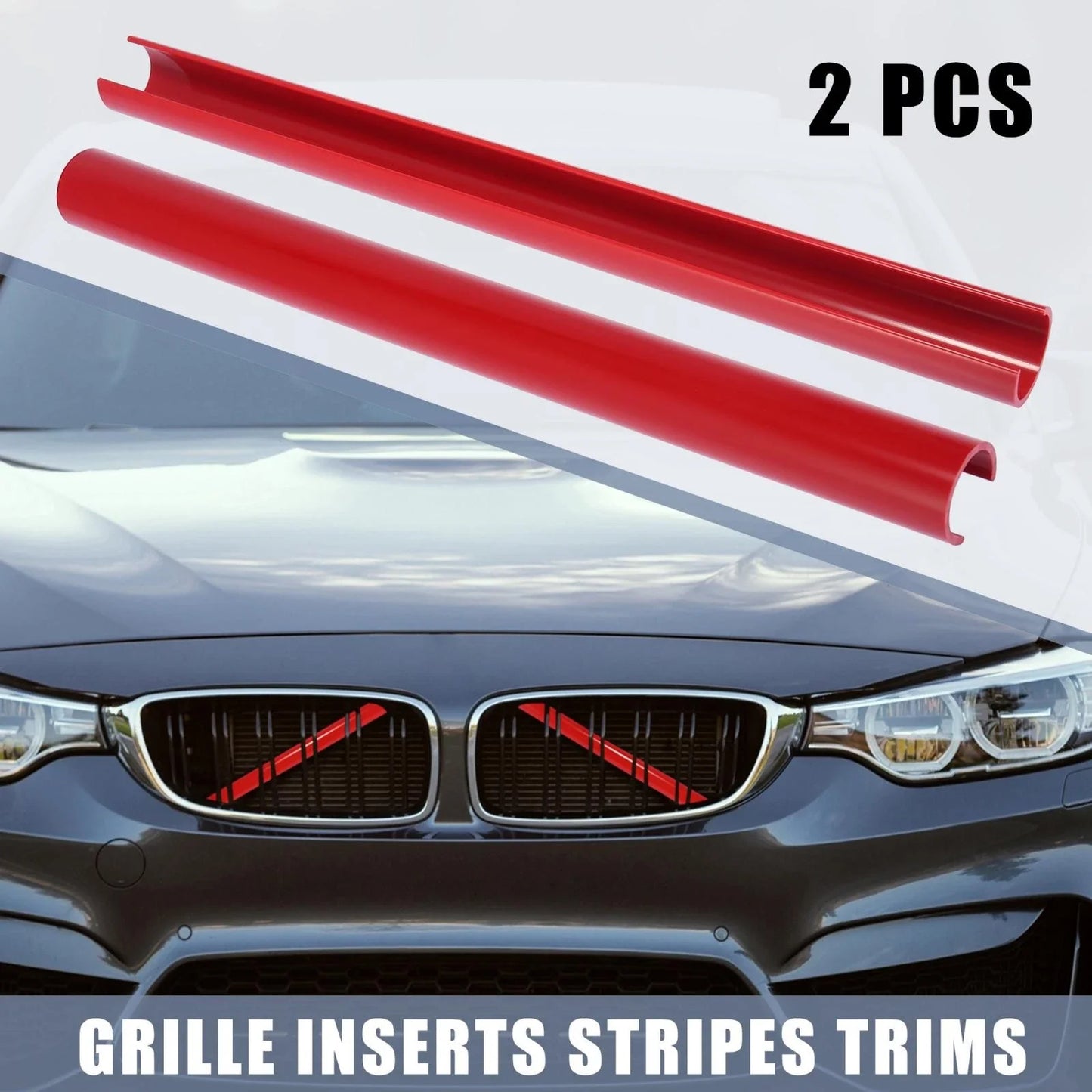 Red Front Grille Insert Stripes Grill Trims Clips for BMW X3 (2011 - 2018)