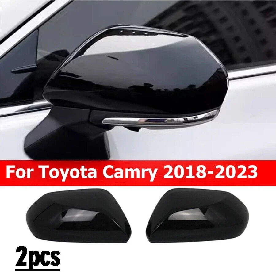 Rearview Mirror Cover Trim 2pc Bright Black for Toyota Camry (2018–2023)