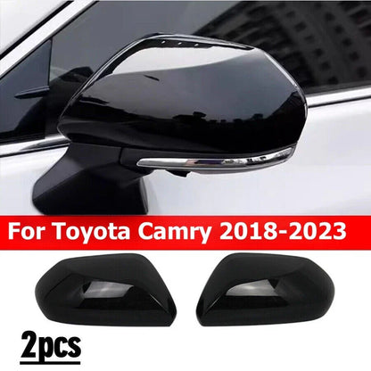 Rearview Mirror Cover Trim 2pc Bright Black for Toyota Camry (2018–2023)