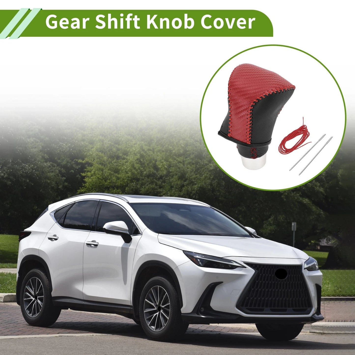 1 Pc Gear Shift Knob Cover for Lexus ES300h (2018-2023) Red Carbon Fiber