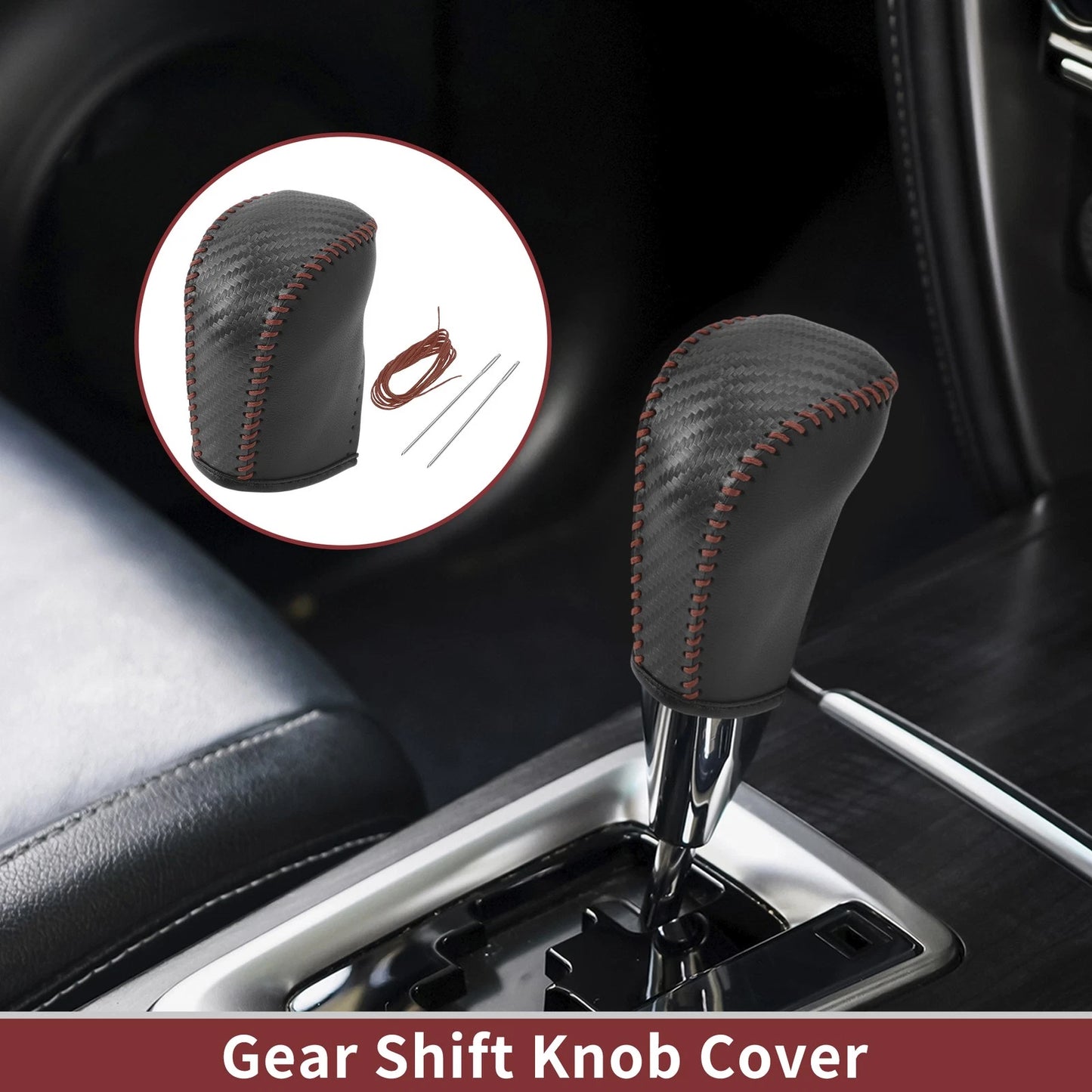 Gear Shift Knob Cover for Subaru Forester (2006–2012) Black Brown Faux Leather