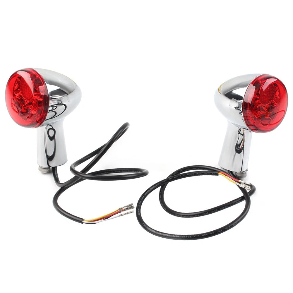 LED Rear Turn Signals for Harley XL883 XL1200 Sportster (1992–2022) Chrome Red