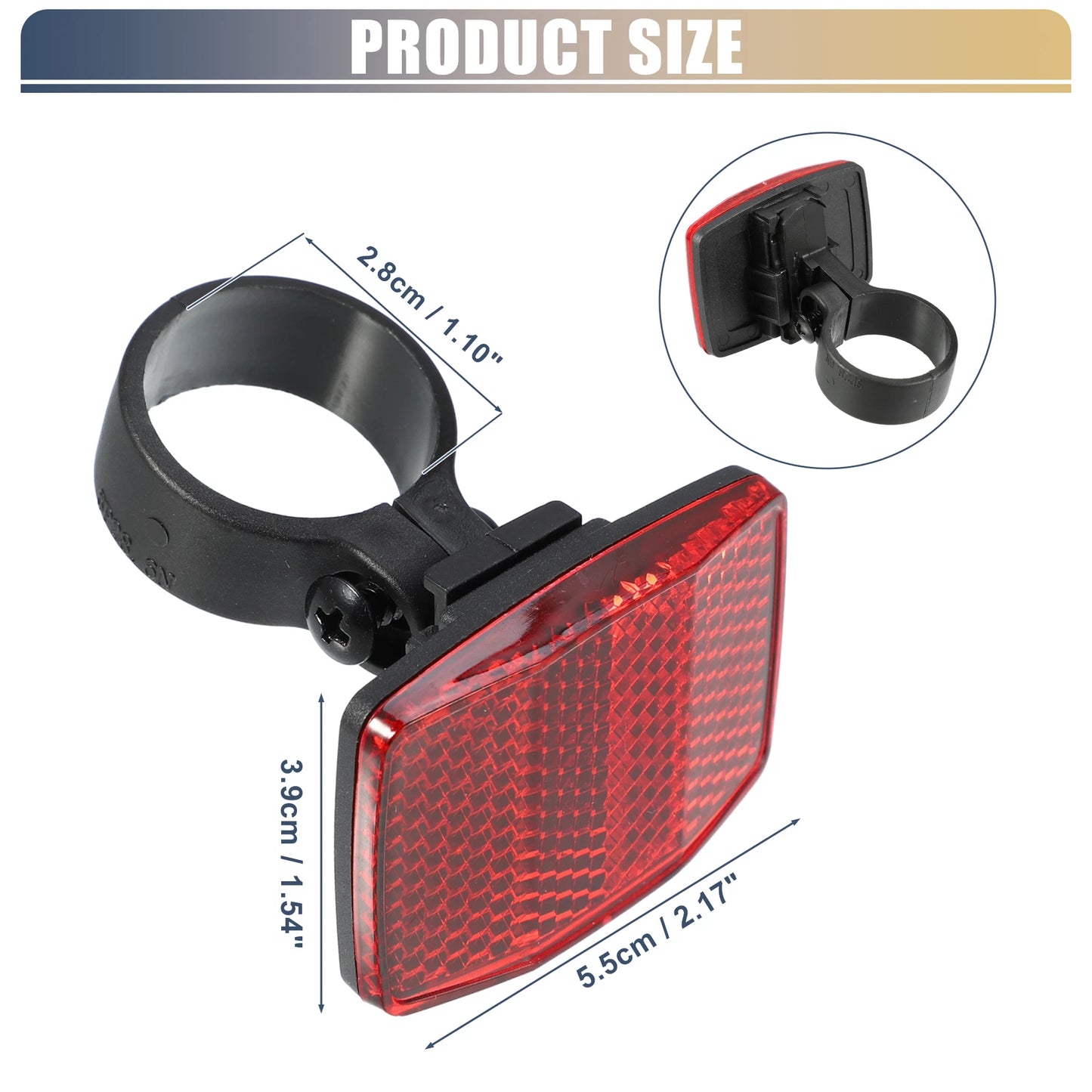 Bike Reflectors for Bicycle (2.8cm, 1.10" ID) - Red