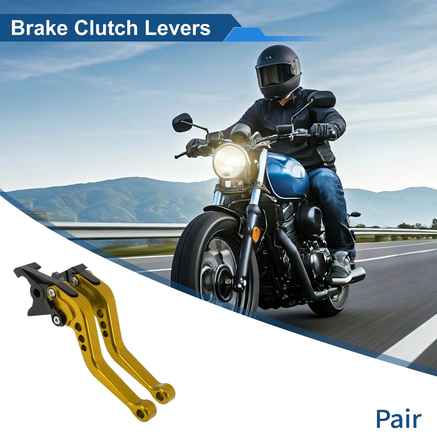 Adjustable Short Brake Clutch Lever for Honda Fury/VTX1300CX (2009–2018) Gold Tone