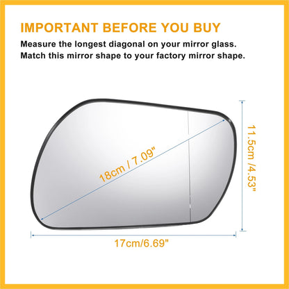 Driver Side Mirror Glass w/ Backing Plate for Mazda 3 6 (2004–2013)
