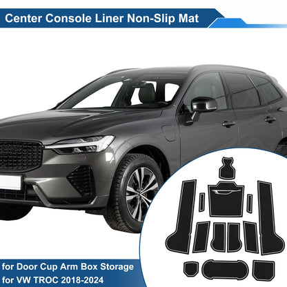 Set of 13 Non-Slip Mats for VW TROC (2018–2024) PVC White