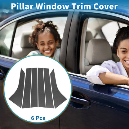 Set of 6 Door Pillar Window Trim for Ford Focus (2008–2011) Carbon Fiber
