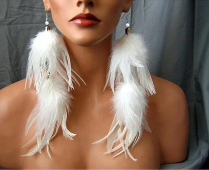 Earrings / Feather Dangle Hyperbolic Wire Jewelry Women