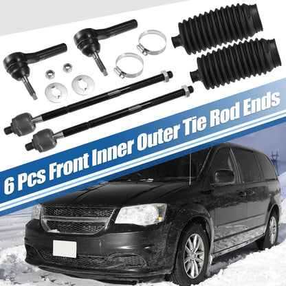 6 Pcs Tie Rod End Links Suspension for Dodge Caravan (2008-2020)