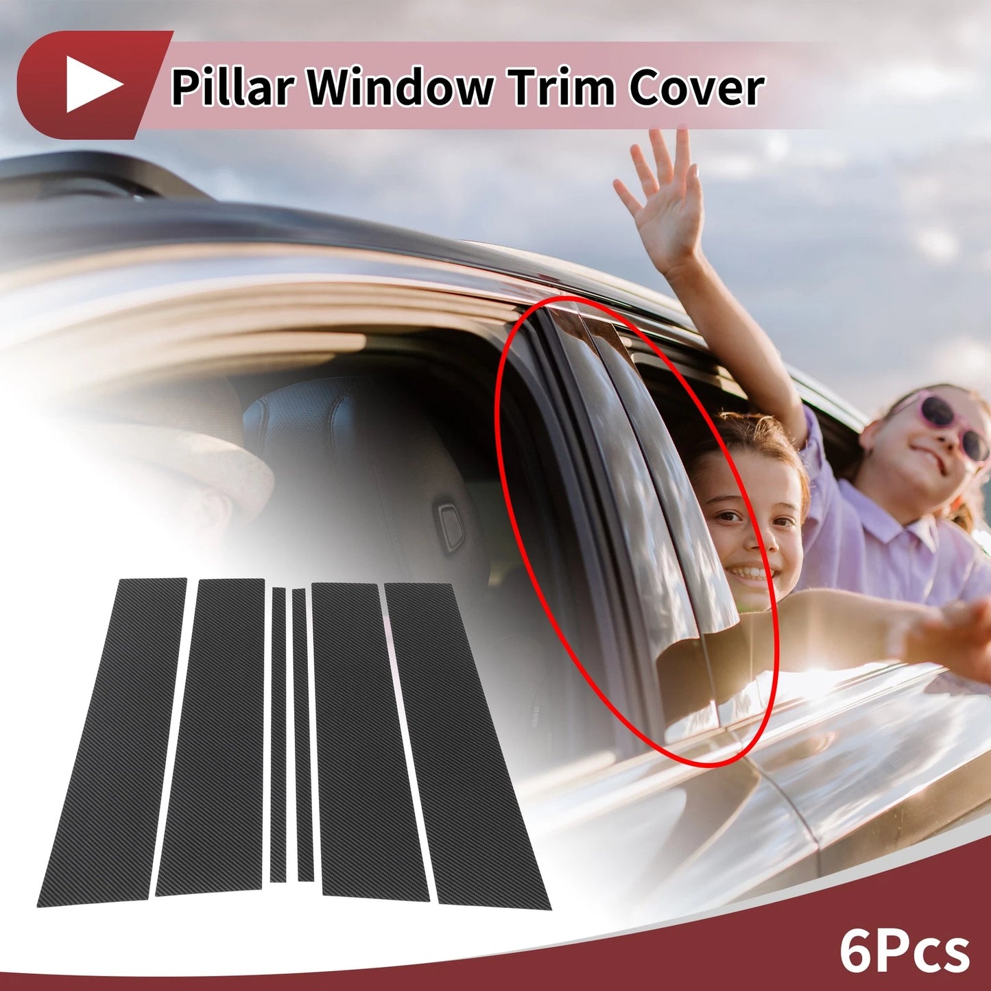Door Pillar Window Trim for Ford Explorer (2020–2023) Carbon Fiber Black