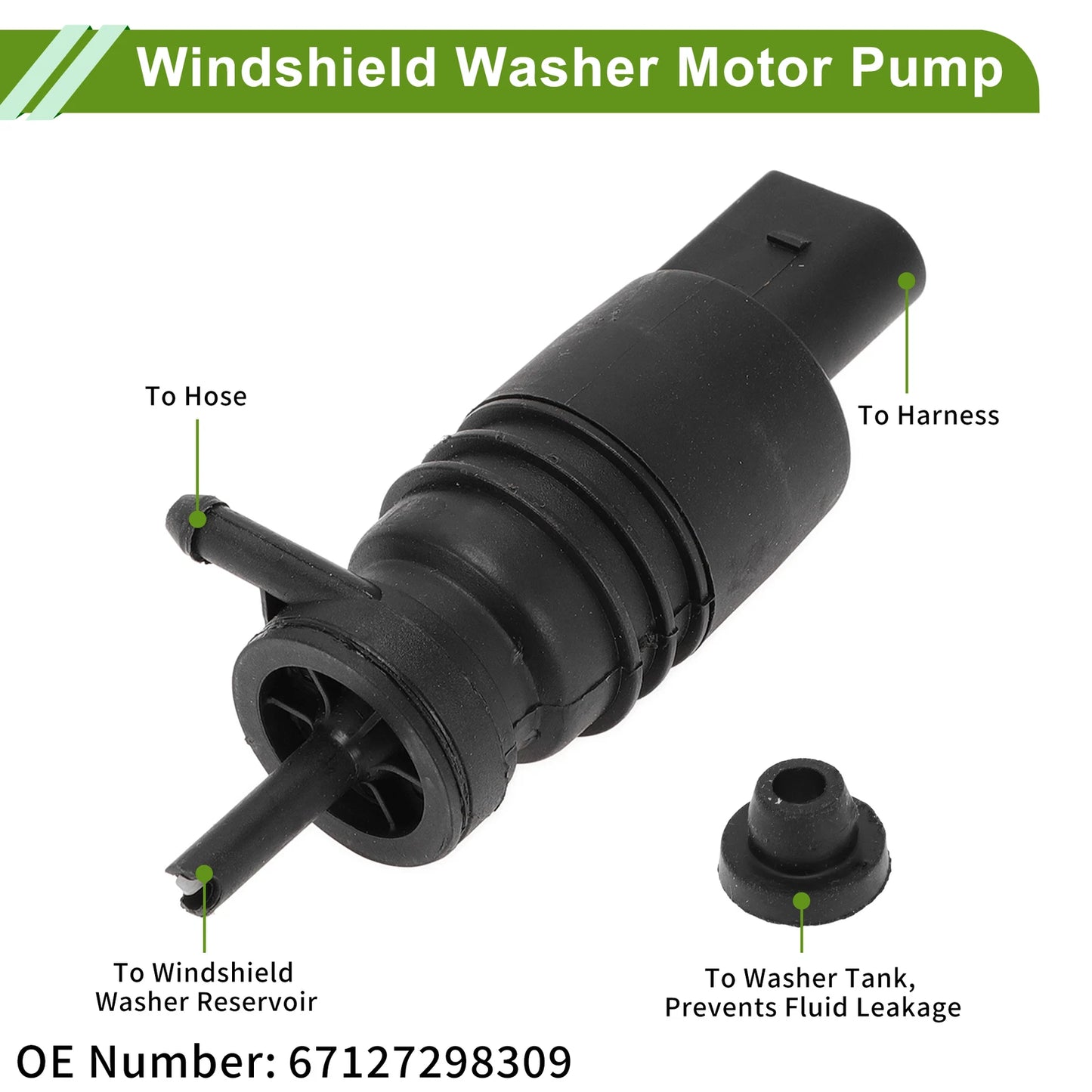 Windshield Washer Pump w/Grommet for BMW 228i (2014–2019) No. 67127298309