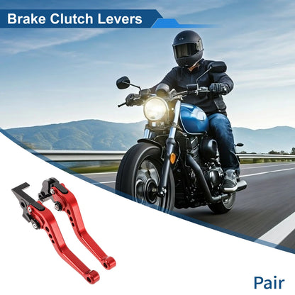Set of 2 Adjustable Short Brake Clutch Levers for Yamaha FZ6R (2009–2017) Red
