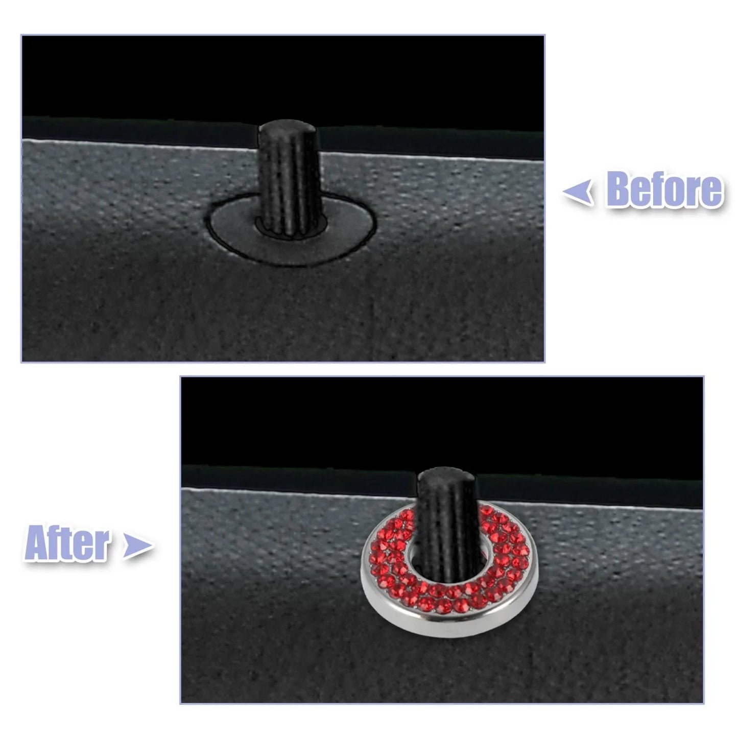 4 x Red Bling Car Door Lock Stickers for Mercedes Benz E C Class GLC (2015-2019)