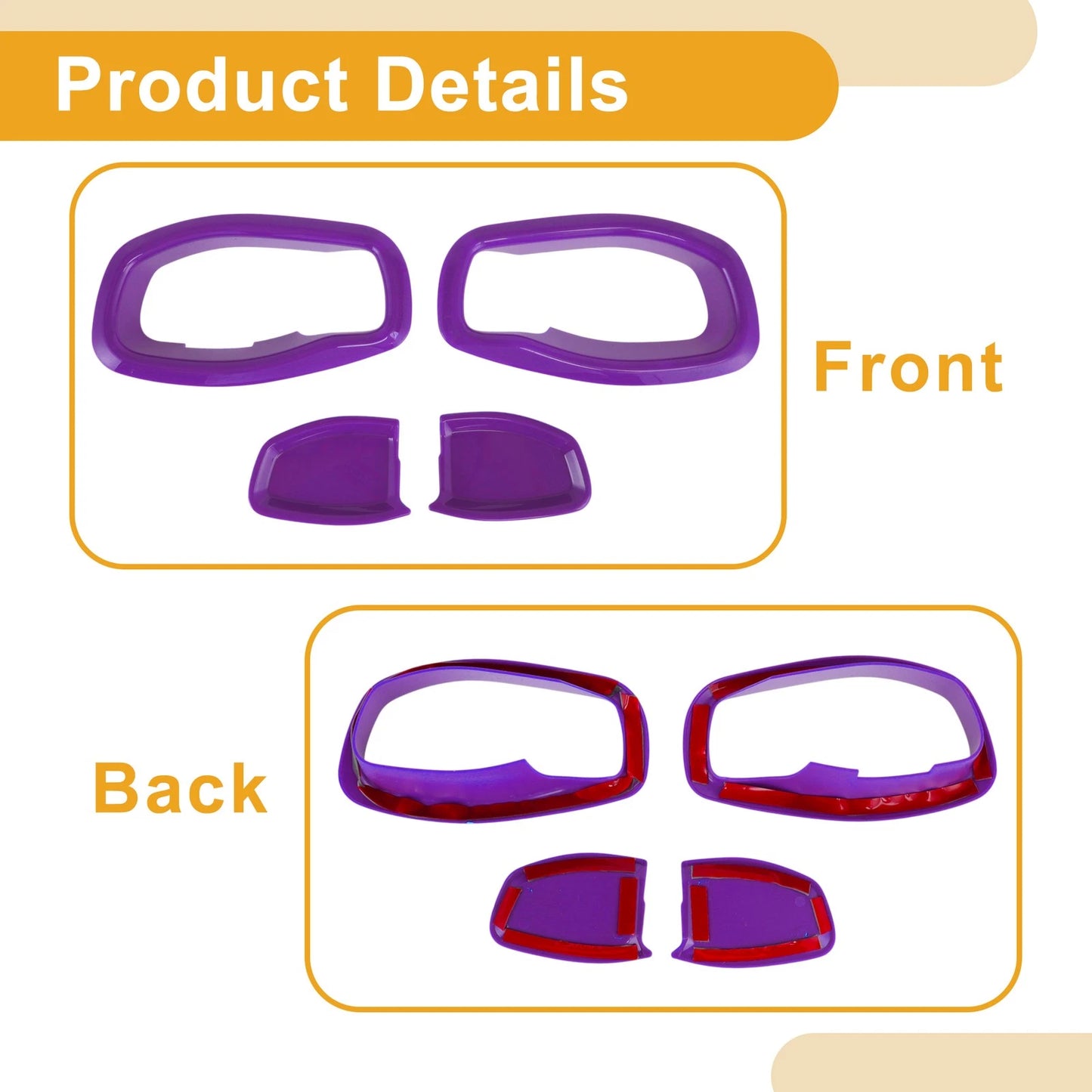 Set of 4 Purple ABS Interior Door Handle Bowl Cover Trim for Jeep Renegade (2015–2023)