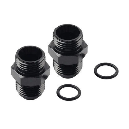 Black Aluminum AN10 Flare to 8AN ORB Male Fitting Adapter w/ O-Rings