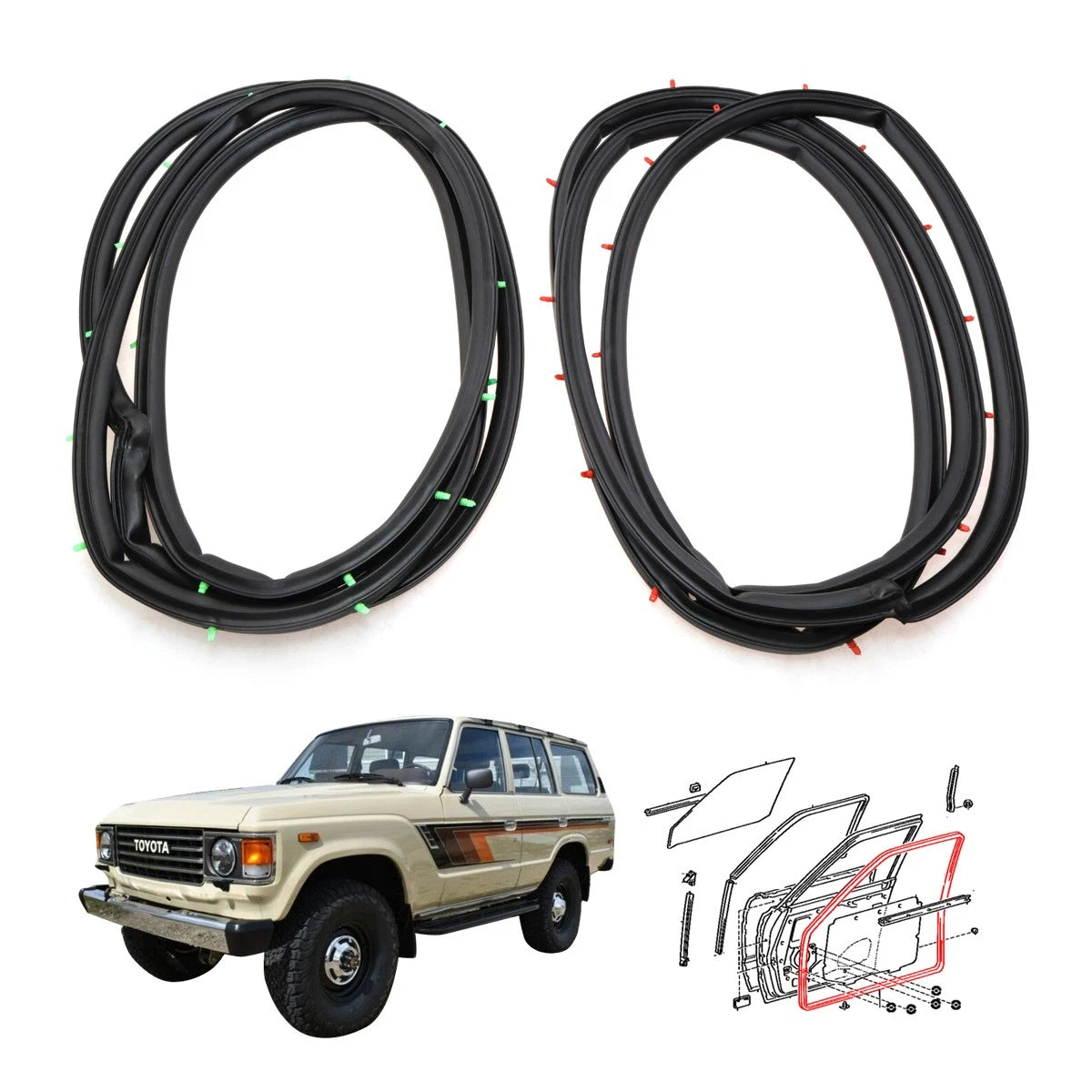 Weatherstrip Set for Toyota Land Cruiser BJ60 FJ61 FJ62 HJ60 (1980–1990)