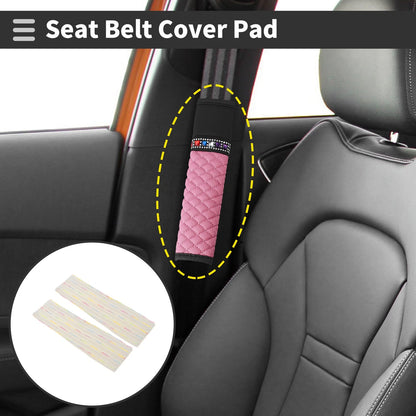 Set of 2 White Seat Belt Cover Pads for Universal Fit (24cm)