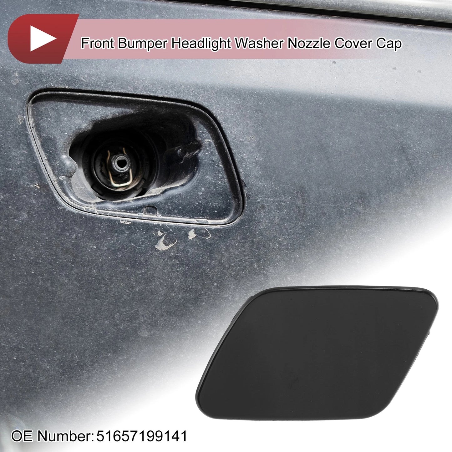 Front Left Bumper Trim Nozzle Cover No. 51657199141 for BMW X5 (2007–2013) Black