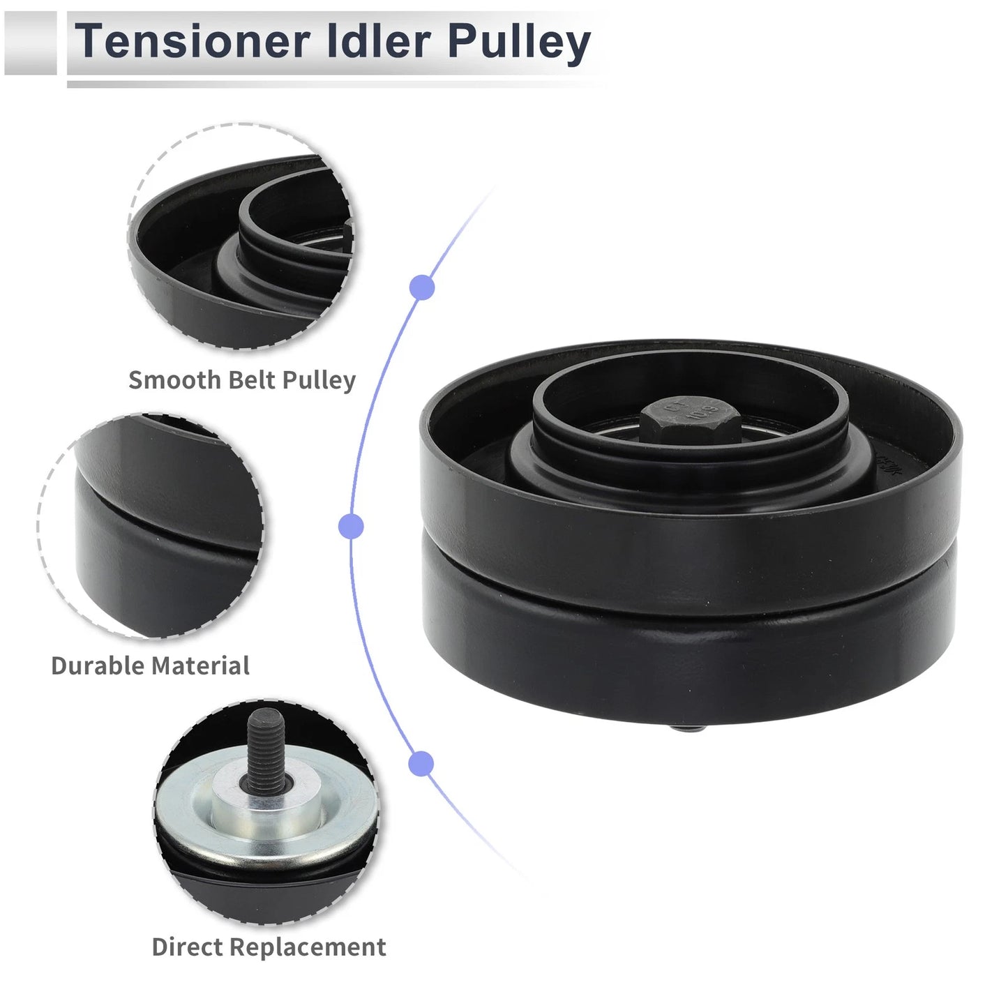 Drive Belt Idler Pulley for Volkswagen Touareg (2002–2006) No. 077109244F Black