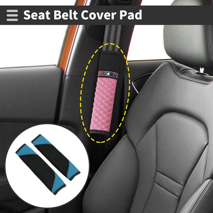 Set of 2 Sky Blue Seat Belt Cover Pads for Universal Fit (22cm)