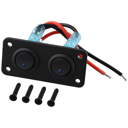 12V 2 Gang Toggle Rocker Switch Panel Blue LED Light for Car Marine