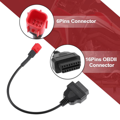 6 Pin to OBDII Cable Adapter for Yamaha, Harley Davidson