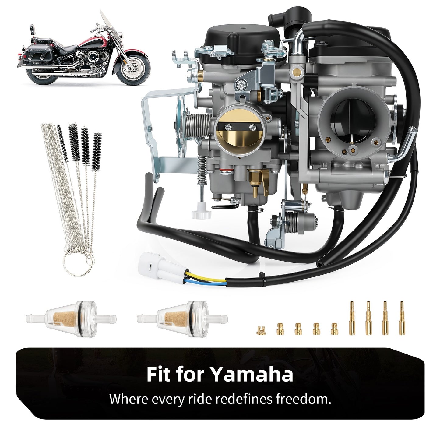 Carburetor and Fuel Filter for Yamaha V Star 1100 (2003–2005)