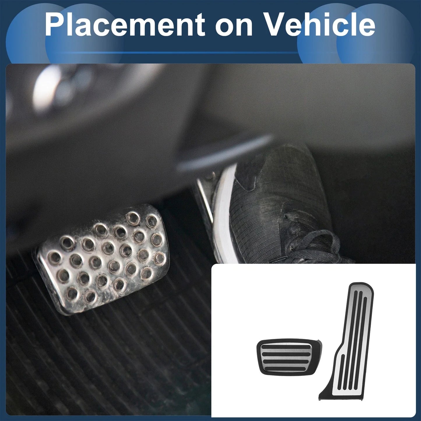 2 x Foot Accelerator Pedal Covers for Chevrolet Camaro (2016-2018) Silver Tone