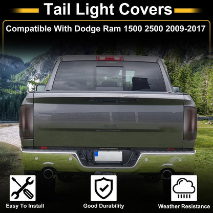 Set of 2 Truck Tail Light Cover Trim Stickers for Dodge Ram 1500 2500 (2009–2017)