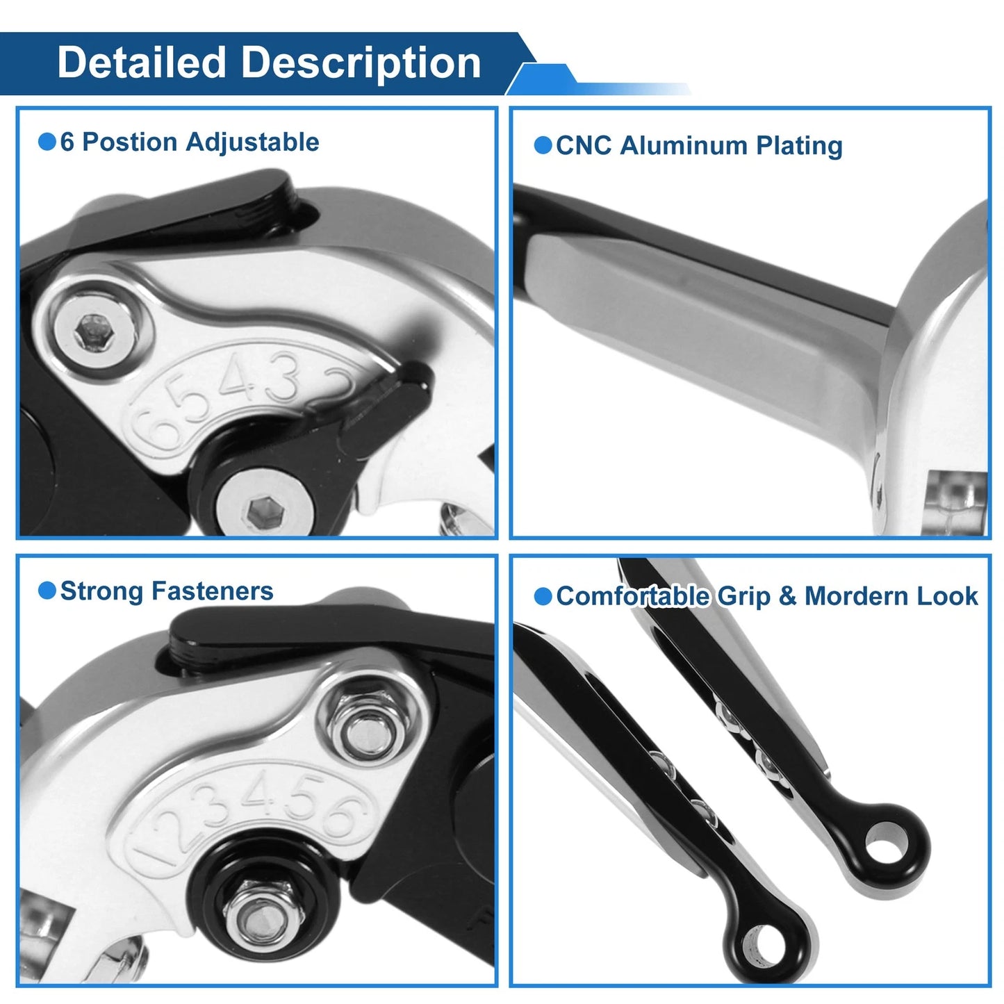 Brake Clutch Lever for Kawasaki ZZR600 (1990–2006) Silver Black