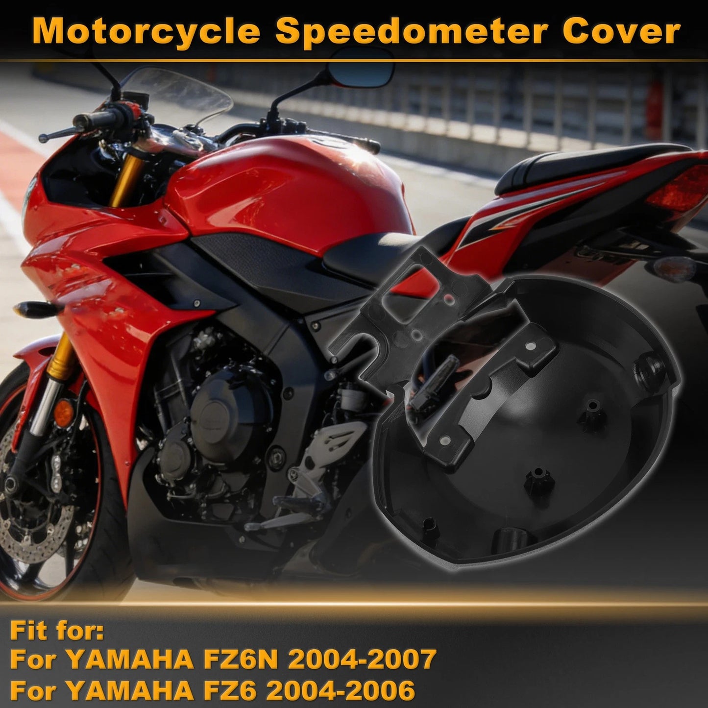 Speedometer Gauge Cover for Yamaha FZ6N (2004–2007) Black Plastic