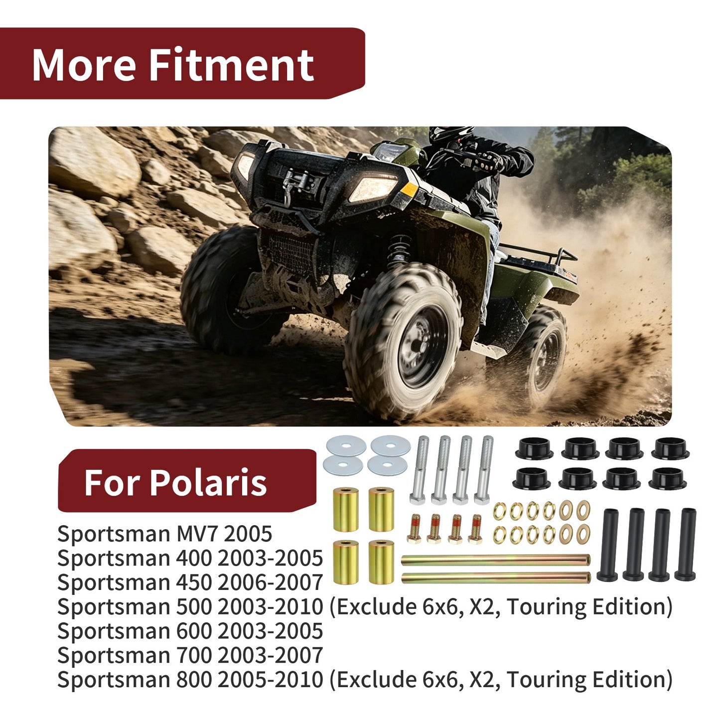 Rear Lower A-Arm Bushing Bolt Kit for Polaris Sportsman (2000–2014)