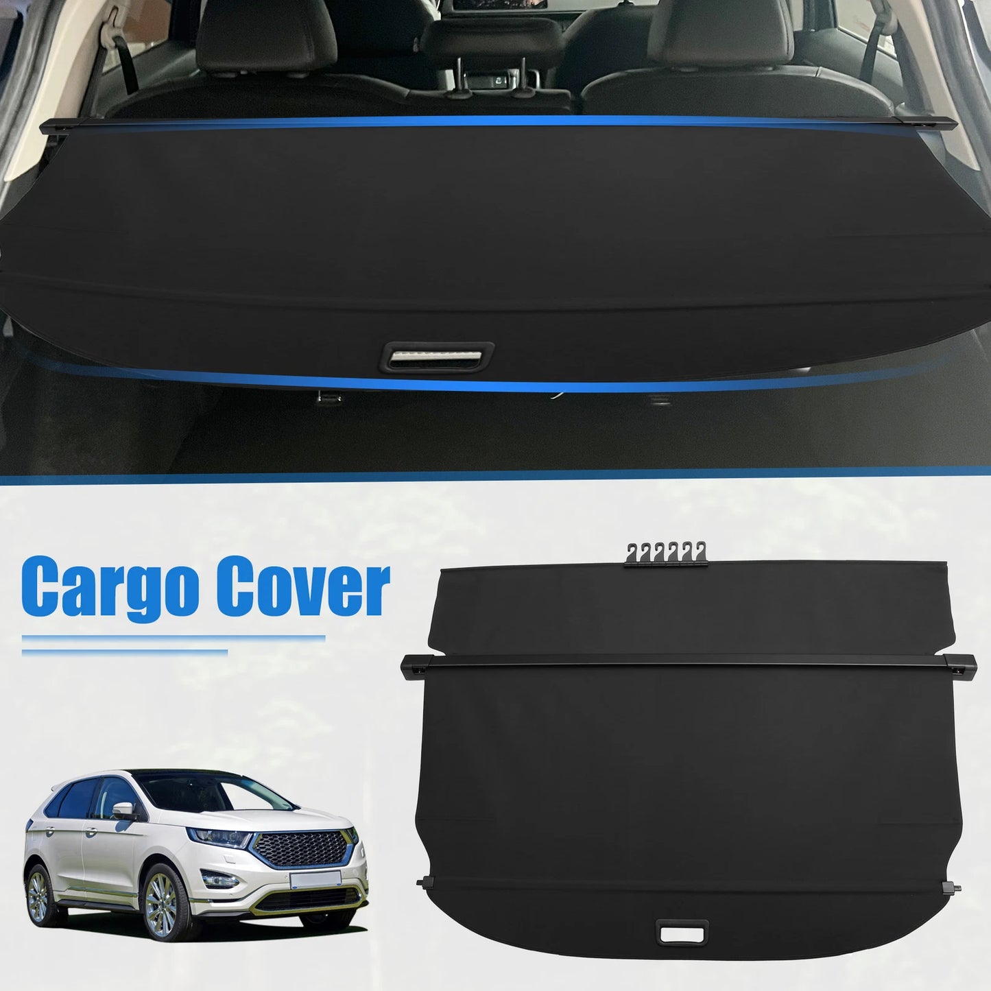 Retractable Cargo Cover for Ford Edge (2015–2022) - Black Trunk Shade