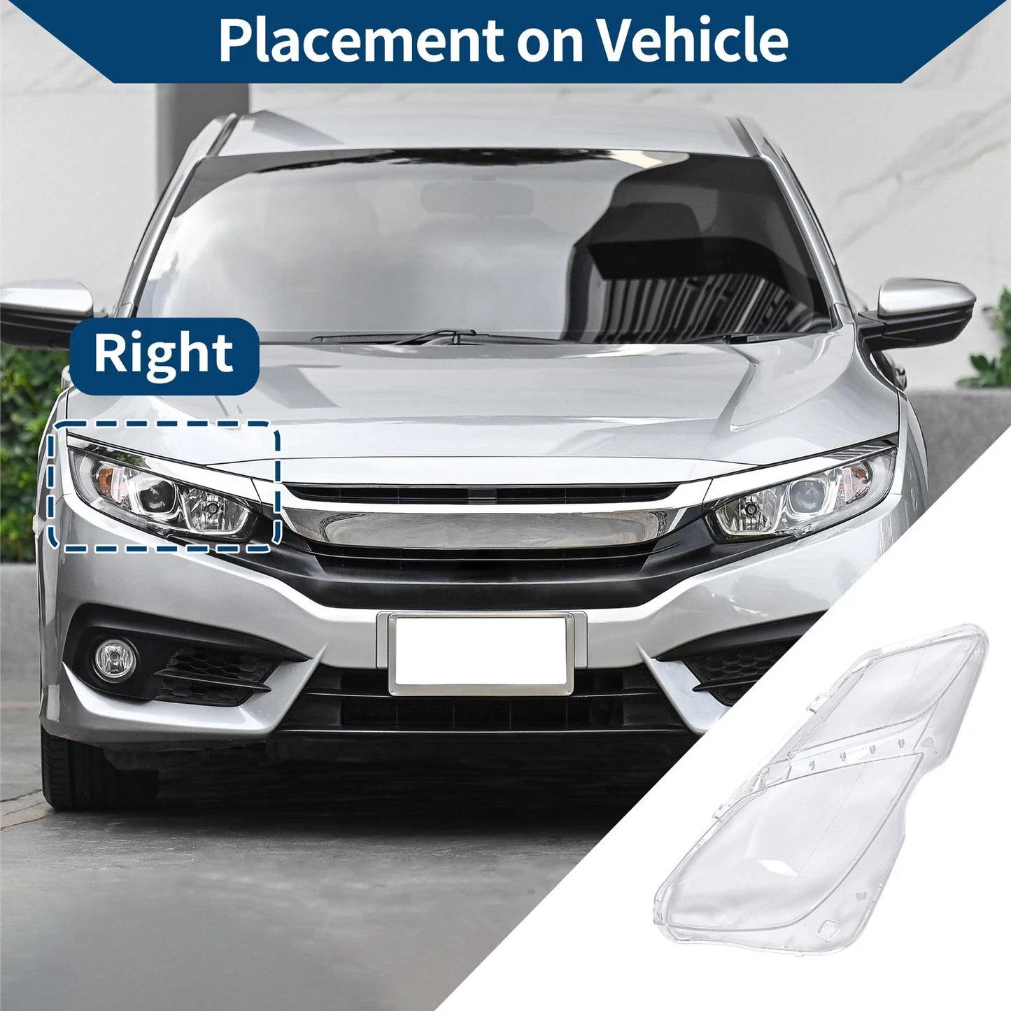 Car Front Right Headlight Lens Cover for Mercedes-Benz E350 (2009-2016)
