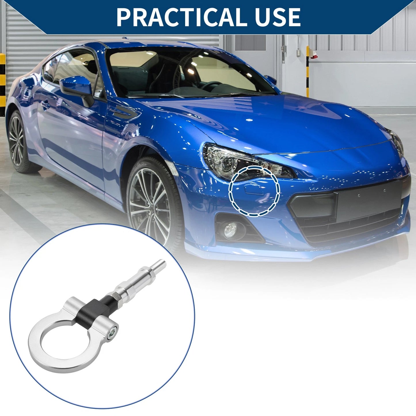 Tow Hook for Honda S2000 (2000–2009) - Metal Ring, Silver