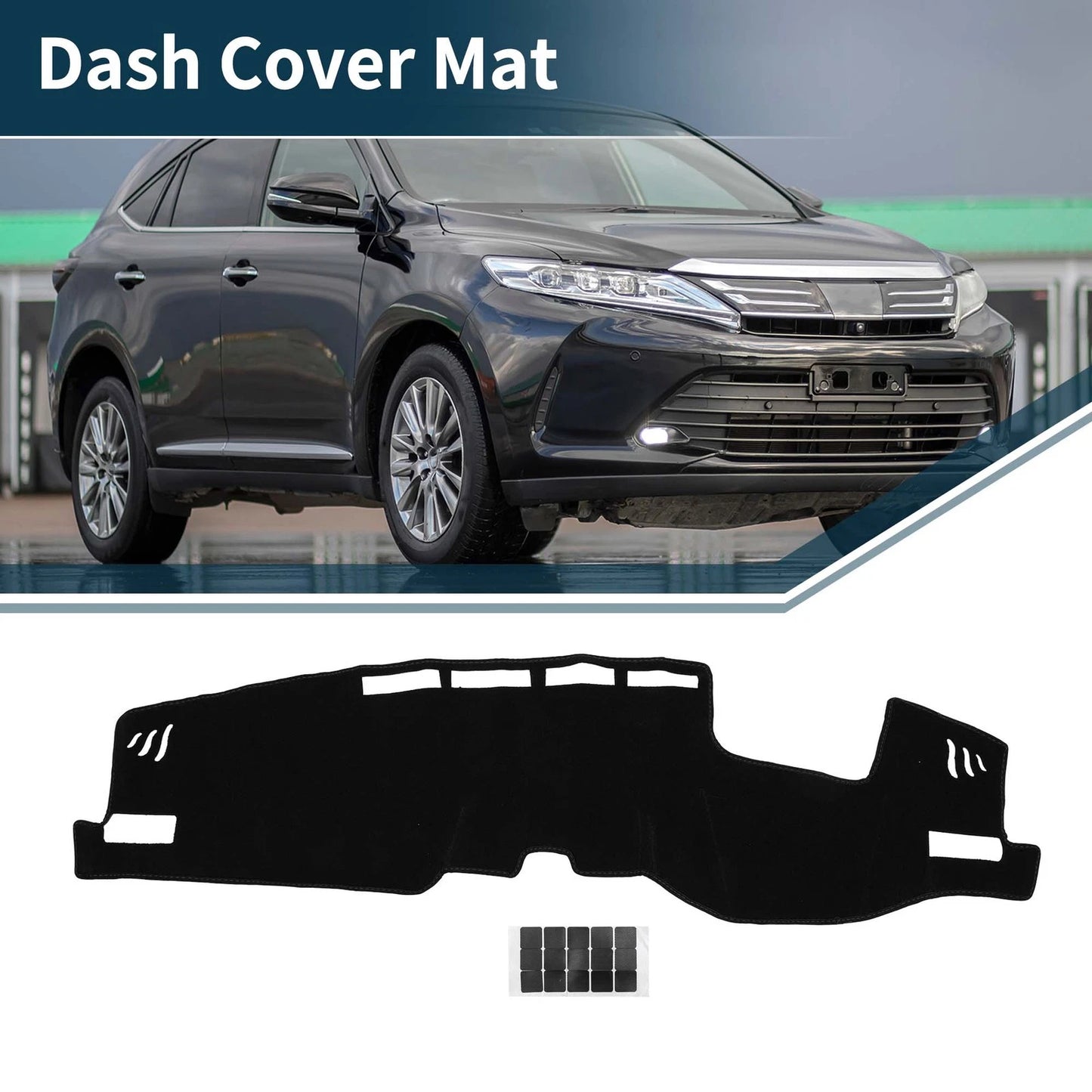 Dashboard Cover Mat for Toyota Harrier 80 (2020–2024) with Sticker, Black