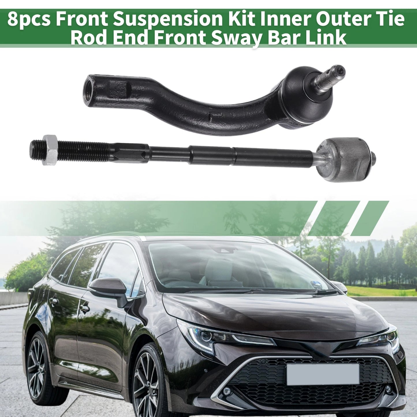 8pcs Front Suspension Kit Tie Rod End Sway Bar Link for Toyota Corolla