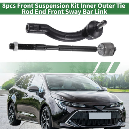 8pcs Front Suspension Kit Tie Rod End Sway Bar Link for Toyota Corolla