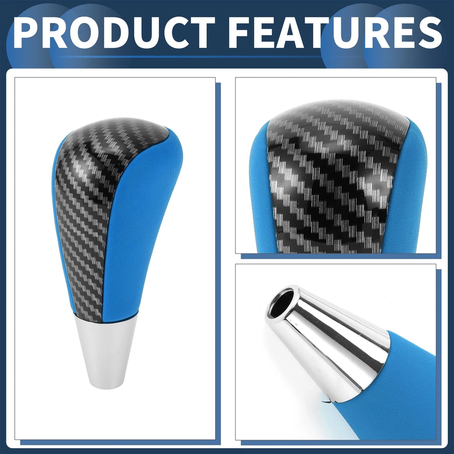 Automatic Gear Shifter Knob for Toyota 4Runner (2003–2021) Faux Leather Black Blue