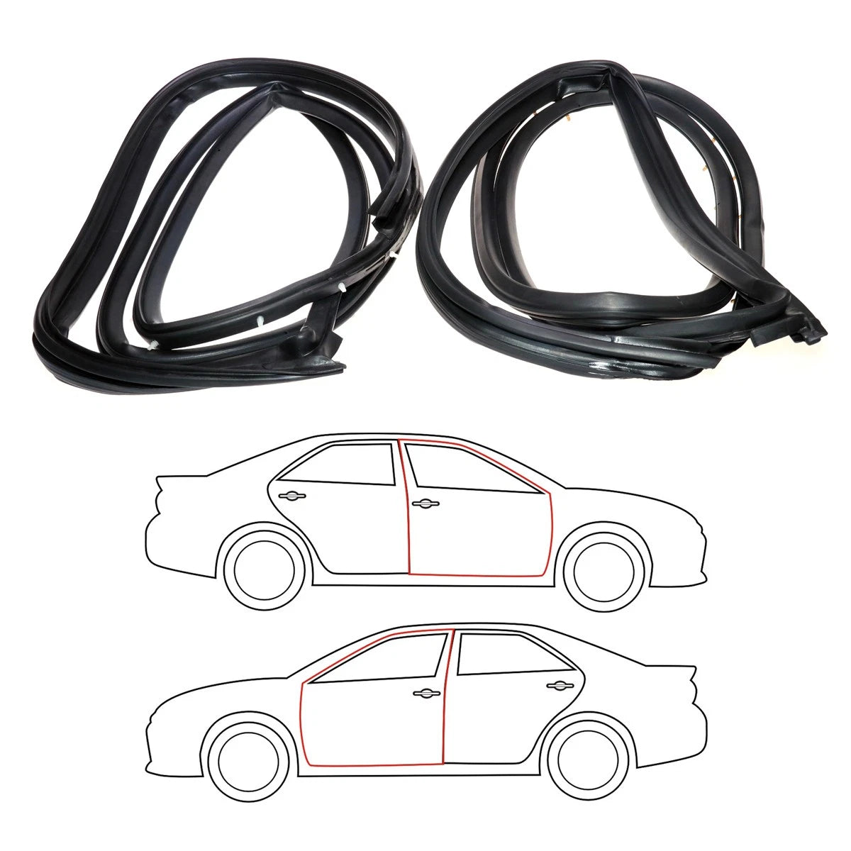 Set of 2 Front Door Weatherstrip Seals for Honda Accord 1990–1993