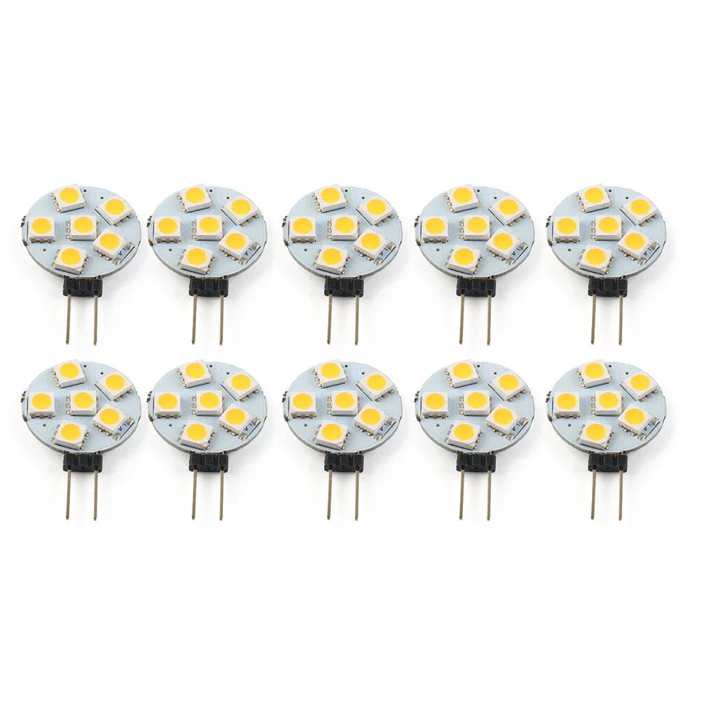 10 x DC12V G4 5050 SMD 6 LED Bulbs Warm White for Car