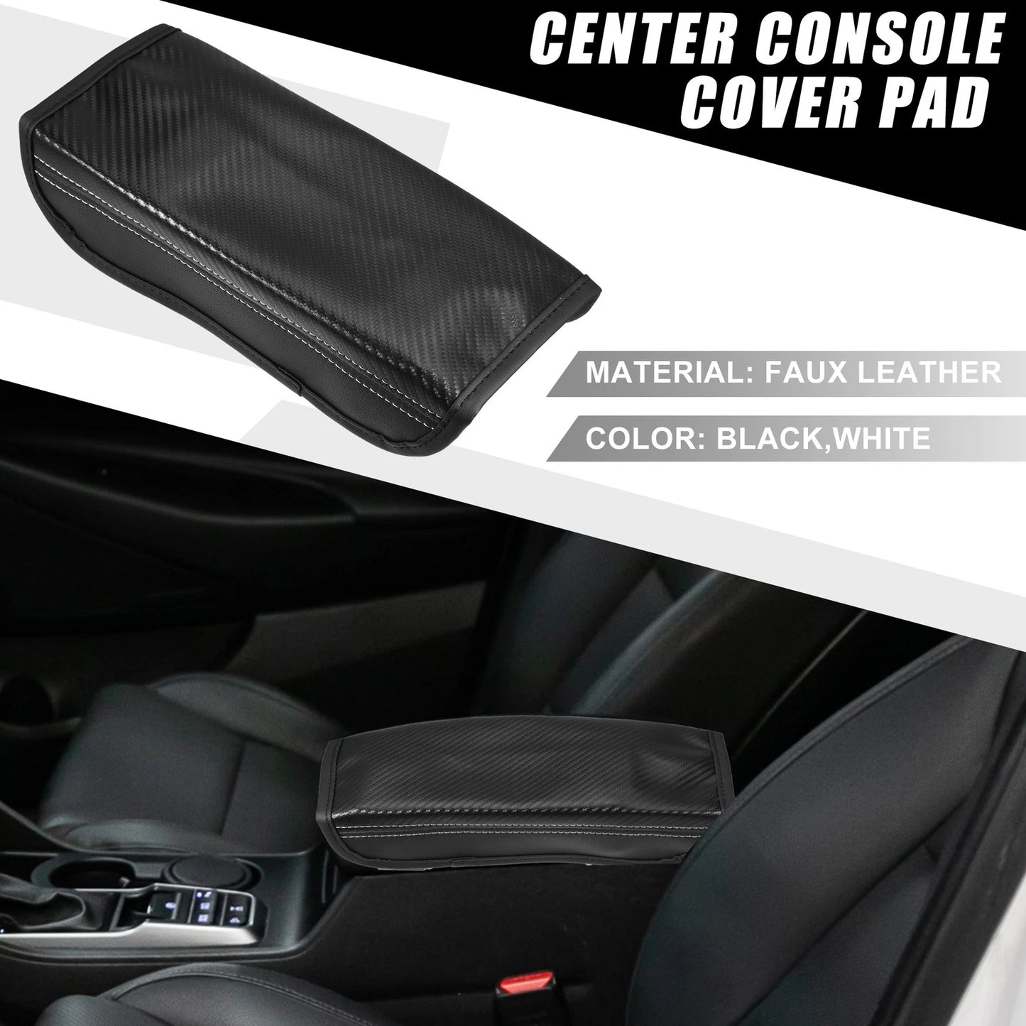Center Console Cover Pad for Hyundai Tucson (2016–2021) Carbon Fiber Black