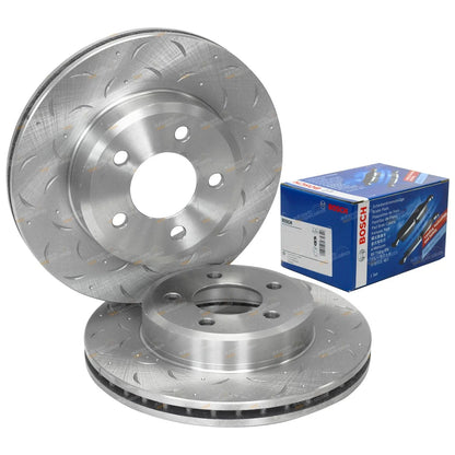 Front Drilled & Slotted Rotors + Pads for Falcon BA BF FG (2002-2012)