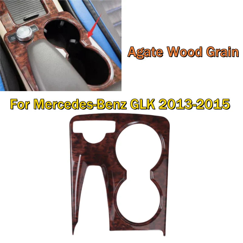 Agate Wood Grain Cup Holder Panel Cover for Mercedes-Benz GLK (2013–2015)