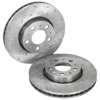 Front Slotted & Dimple Drilled Disc Brake Rotors for Volvo V70 (1997–2003)